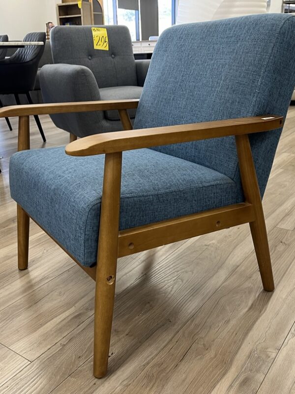 Ocean Blue Arm Chair with Timber Arms