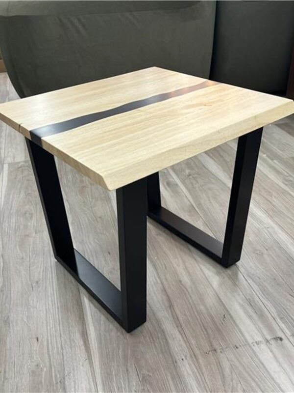 Natural Timber & Black Lamp Table