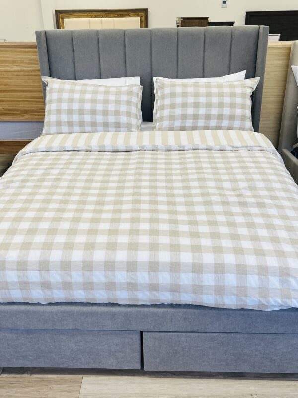 Dark Grey 2 Drawer Fabric Queen Bed