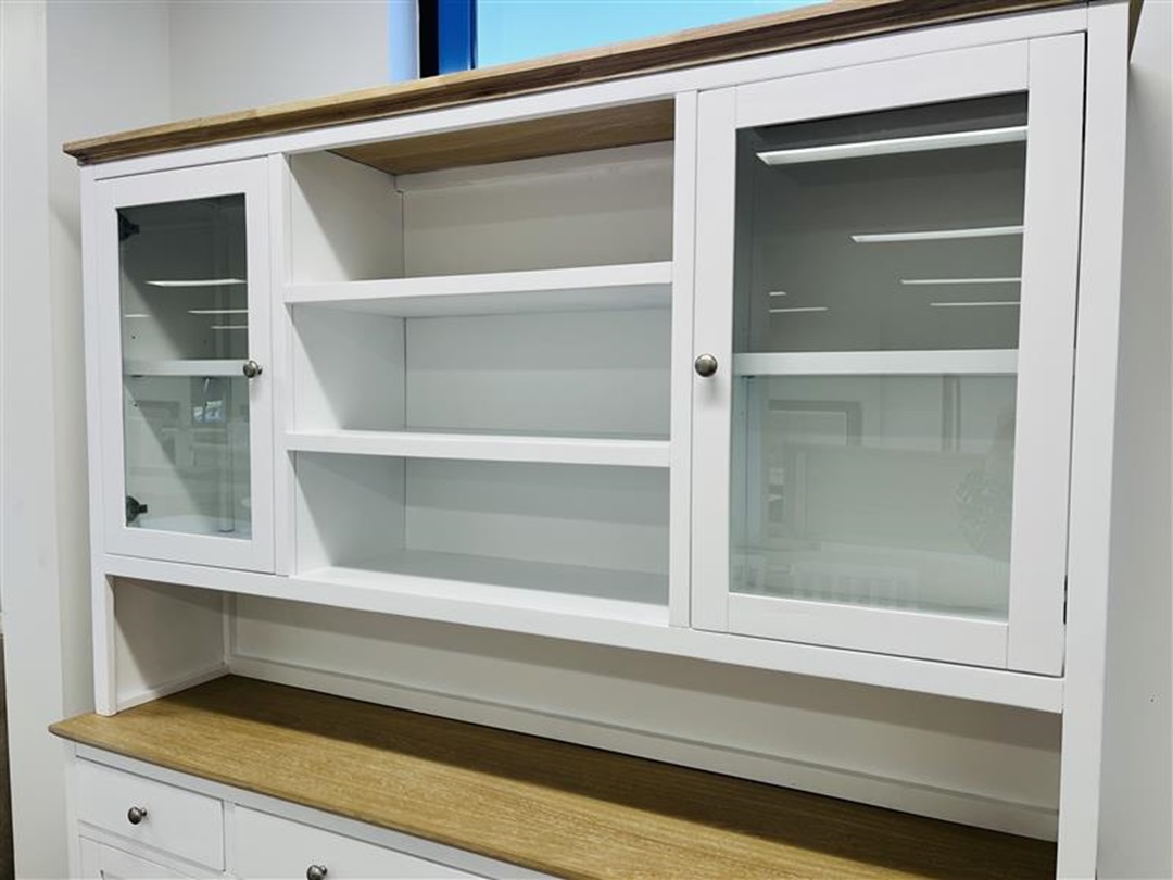 White Timber Buffet & Hutch with Natural Wash Tops 3
