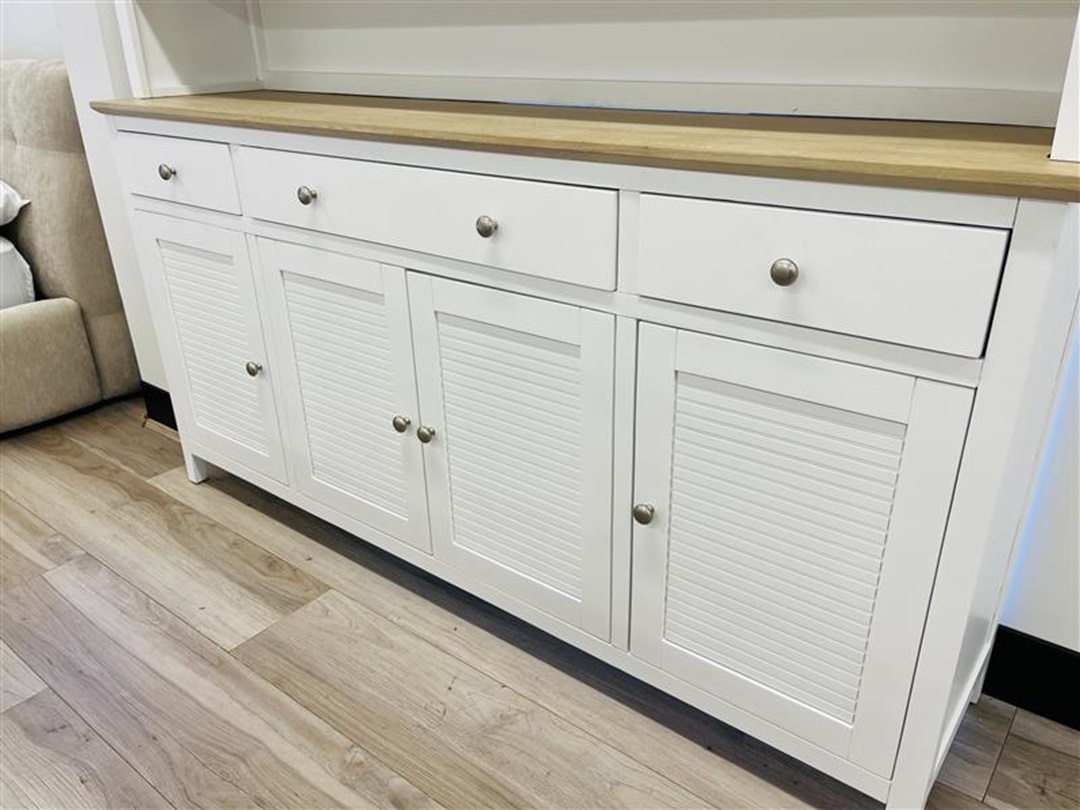 White Timber Buffet & Hutch with Natural Wash Tops 4