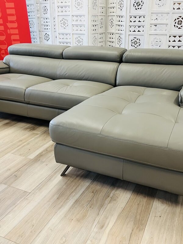 Dark Grey Leather Chaise Lounge