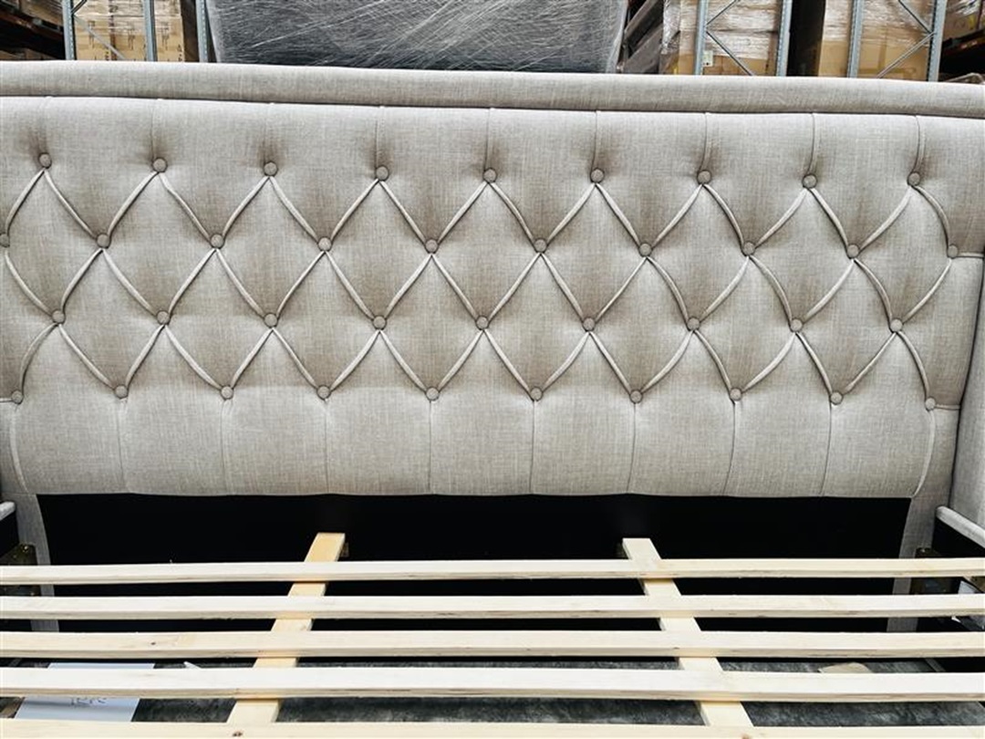 Light Grey Fabric 4 Drawer King Bed 3