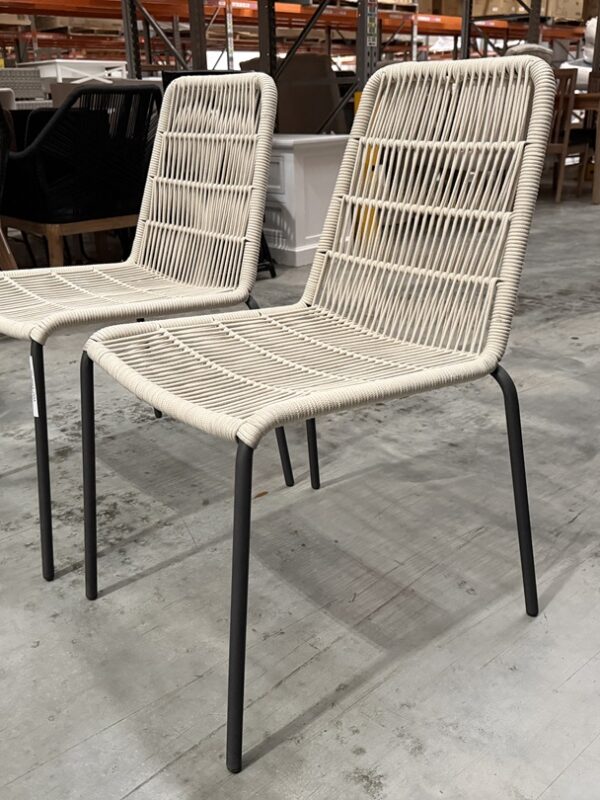 Cream Rope Outdoor Dining Chair with Metal Legs