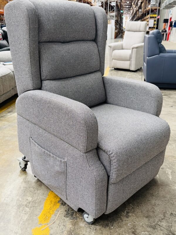 Dark Grey Fabric Dual Motor Lift Chair on Wheels