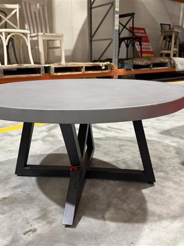 Round Concrete Top Coffee Table with Metal Legs