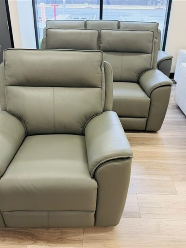 Slate Leather Triple Motor 3pc Electric Recliner Full Set