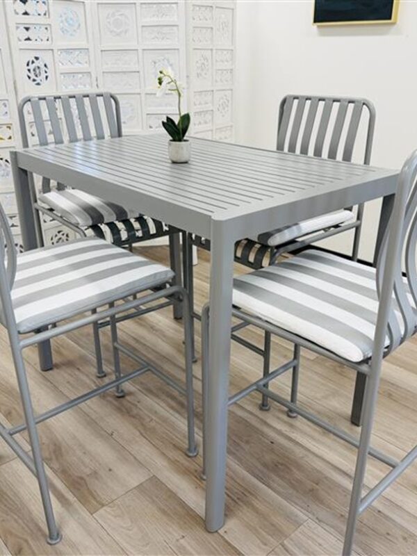 5pc Grey & White Outdoor Bar Set