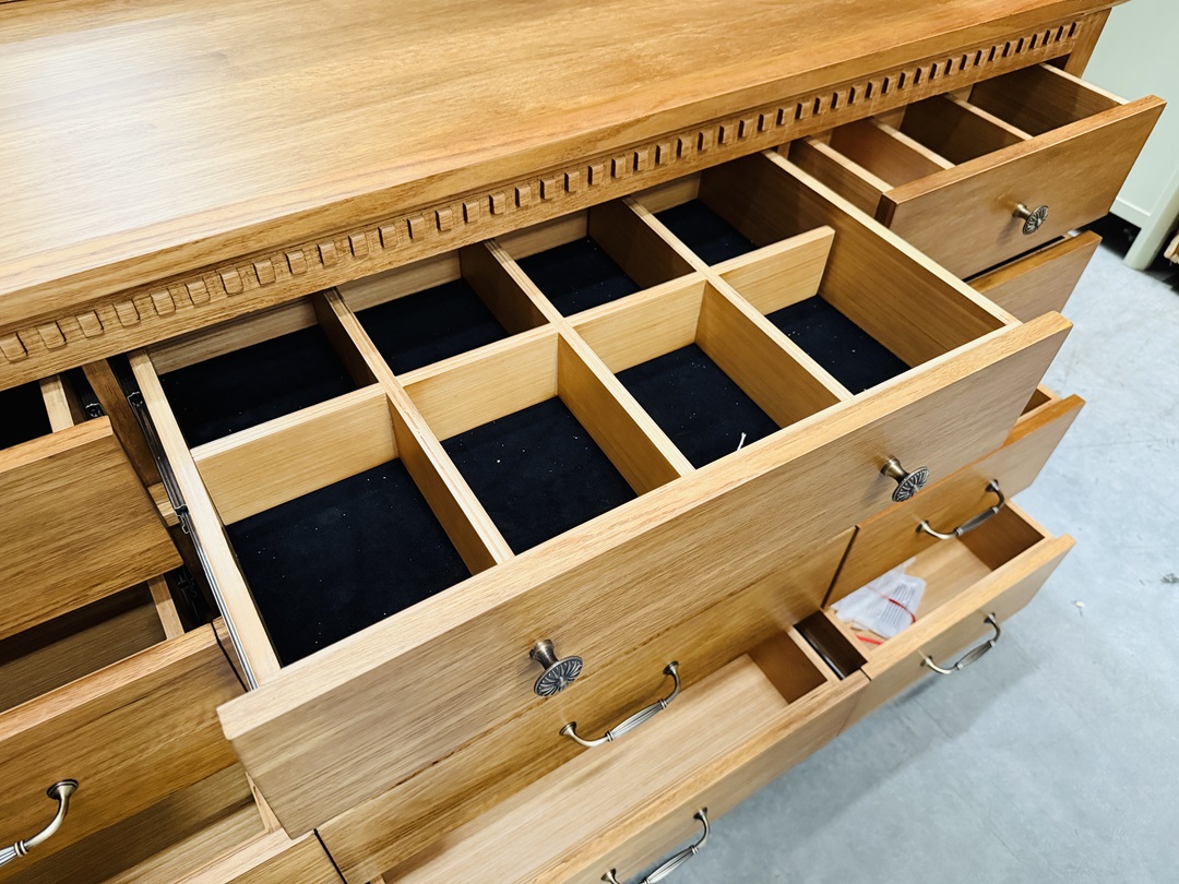 Antique Teak Timber 12 Drawer Dresser with Mirror 3