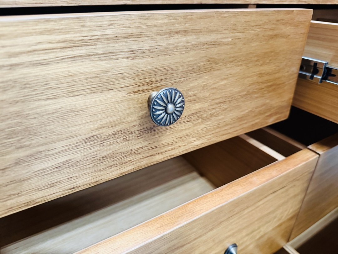 Antique Teak Timber 12 Drawer Dresser with Mirror 4