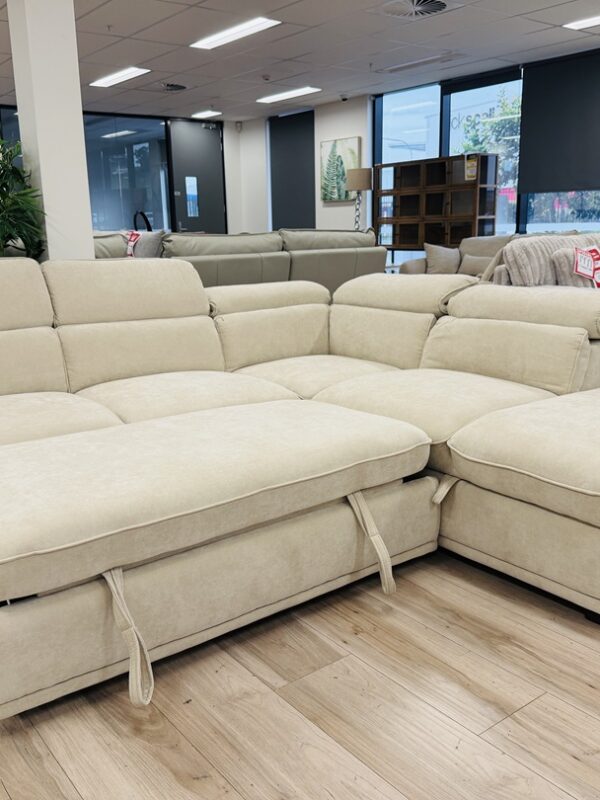 Cream Fabric 2 Seater Sofabed with Storage